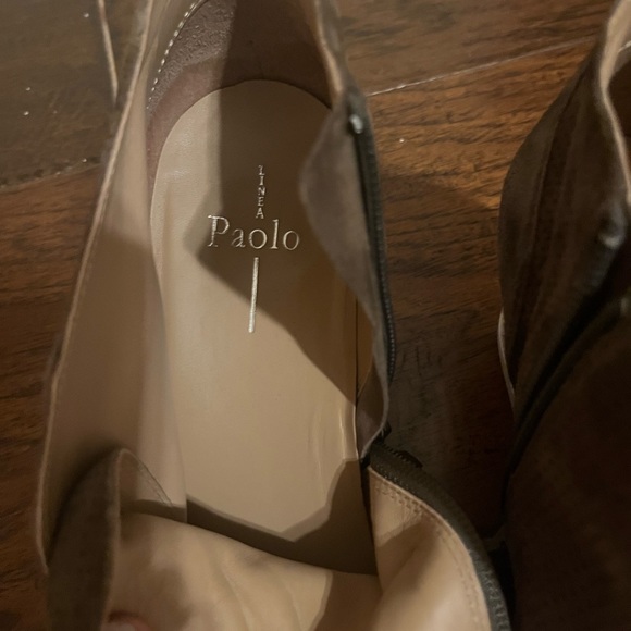 Linea Paolo Brown perforated suede material wedge bootie - Picture 4 of 7